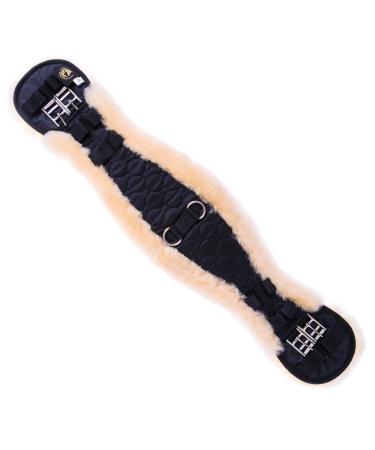 Merauno lamb wool western moon belt saddle belt made of quality merino lamb wool special anatomical concave shape for better slip resistance.(Natur-Schwarz 55cm) 55cm 22 "Nature