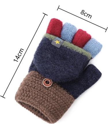 Kids Puppy Flip Top Knitted Half Finger Gloves | 3-8 Yrs | Navy Blue - Buy Online on GoSupps.com