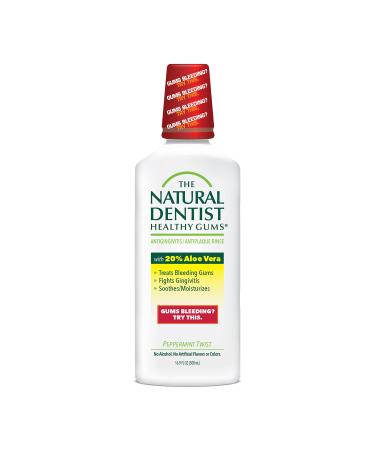 The Natural Dentist Healthy Gums Antigingivitis/Antiplaque Rinse  Adults 12 & Up  Gingivitis Mouthwash  Bleeding Gums Treatment  Safe for Chemotherapy Patients  Aloe Vera  Alcohol-free  16.9 fl Peppermint Twist 16.9 Fl O...