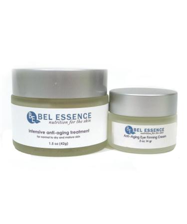 Bel Essence Anti-Aging Face Moisturizer and Anti-Wrinkle Under Eye Cream - Natural Aging Skin Care Set for Normal to Dry Skin - Hydrating Face Cream to Firm Skin Reduce Fine Lines -1.5 Oz/.5 Oz