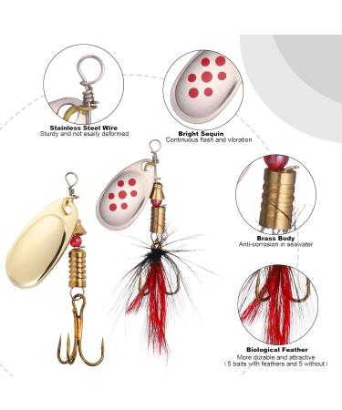 Huiguli Spinner Blinker Set - 10 Lifelike Fishing Baits with Triplet Hooks for Trout Perch Salmon Pike & Walleye - Premium Spinner Bait - Buy Online on GoSupps.com