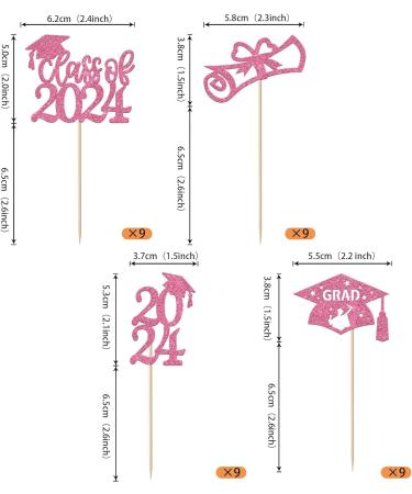 Rsstarxi 36 Pack Class of 2024 Graduation Cupcake Toppers 2024 Graduation Food Appetizer Picks 2024 Grad Cap Done Diploma Cupcake Picks for 2024 Graduation Theme Party Cake Decorations Pink - Buy Online on GoSupps.com
