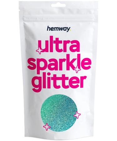 Hemway Ultra Sparkle Glitter Turquoise Holographic 100g / 0.35oz Multi-Purpose Epoxy Resin Arts & Crafts Cosmetic Safe Body Hair Face Nail Weddings Art Beauty Tumblers Flowers Powder Dust Premium Turquoise Blue Holographic
