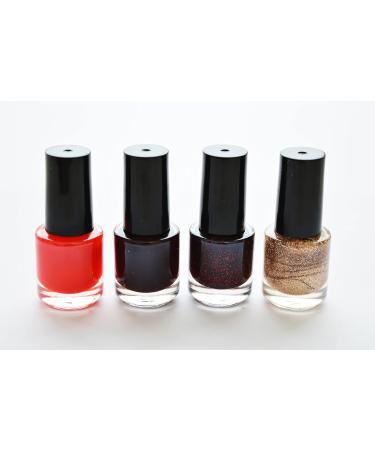 Gel Nail Polish UV CANNI 5ml Mini Set of 4 Reds & Gold - Soak Off Base Top Colour Coat Manicure Acrylic Gifts Women Nails Set 2 - Buy Online on GoSupps.com