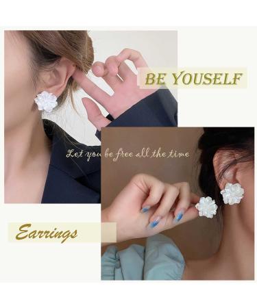 YienDoo Large White Flower Earrings | Vintage Floral Petal Studs for Weddings & Proms - Buy Online on GoSupps.com