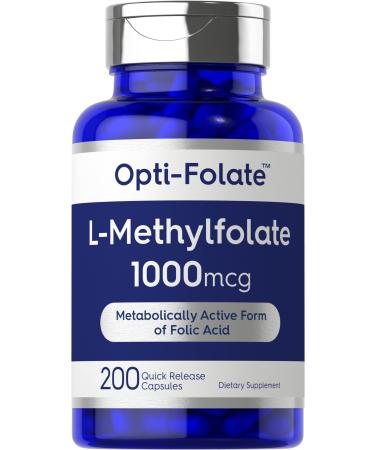 L Methylfolate 1000mcg | 200 Capsules | Value Size | Optimized and Activated | Non-GMO, Gluten Free | Methyl Folate, 5-MTHF | by Opti-Folate - Buy Online on GoSupps.com