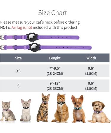Soft Purple Airtag Cat Neck Band with GPS Holder & Bell - Adjustable 9-13 inch for Kittens & Young Cats - Buy Online on GoSupps.com