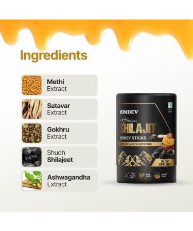 Himdev Shilajit Honey Sticks (40 Pack) with Organic Honey for Natural Energy On-the-Go Vitality Great Taste - Buy Online on GoSupps.com