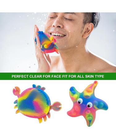 Crab and Starfish Silicone Face Scrubber Set for Kids and Adults - Gentle Handheld Facial Exfoliating Brush for Soft Skin Massage - Buy Online on GoSupps.com
