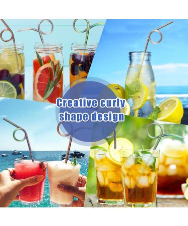 8Pcs Curved Straws 304 Stainless Steel Straw Shatter Resistant Drinking Straws 8''+9.5'' Reusable Metal Straws Creative Curly Colorful Party Straws for Kids Adults Juice Smoothies - Buy Online on GoSupps.com