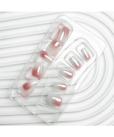 Buy Ombre Square Press on Nails - Short Chrome Acrylic Gel Nails for Women | 24 Pcs Gradation Manicure - Buy Online on GoSupps.com