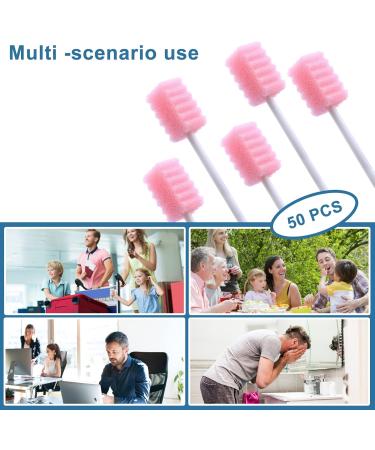 50-Piece One-Way Muzzle Sponge Set | BVN Mund Tapper & Mouthpiece Dipper | Flavored & Sterile Oral Care Solution - Jagged Pink - Buy Online on GoSupps.com