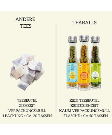 TEABALLS - Mint naturally cloudy (1 x 12g) | approx. 150 teaballs | for approx. 30-75 cups of tea | 100% pure vegetable | Known from: The thing of the year - Buy Online on GoSupps.com