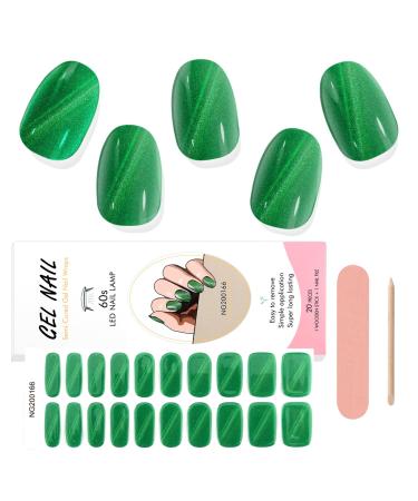 EBANKU 20 PCS Semi Cured Gel Nail Strips Gel Nail Strips Full Wraps Adhesive Gel Nail Stickers with Nail File and Stick(UV/LED Lamp Required)-14 # 14