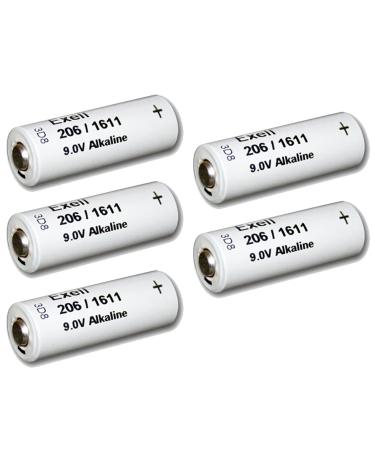 5pc Exell 206A Alkaline 9V Battery 110mAh NEDA 1611 H-7D H-6D NSN # 6135-00-933-4293