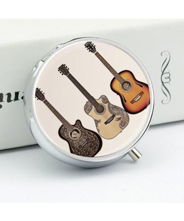 Portable Guitar Print Pill Box | 3 Compartment Travel Organizer | Small Medicine Case for Purse & Pocket - Buy Online on GoSupps.com