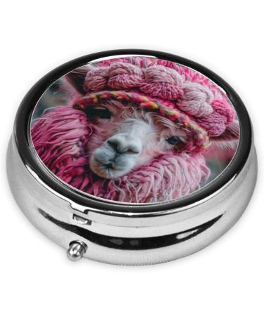 Cute Alpaca Portable Metal Pill Box | Round Mini 3-Compartment | Travel-Friendly Design for Small Pills | Ideal for International Shipping - Buy Online on GoSupps.com