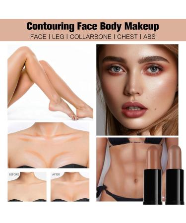 Contour Stick Set - 2Pcs Dual-Ended Highlighter & Contouring Makeup for All Skin Tones | Long Lasting Waterproof Cream Bronzer & Highlighting Pen - Buy Online on GoSupps.com