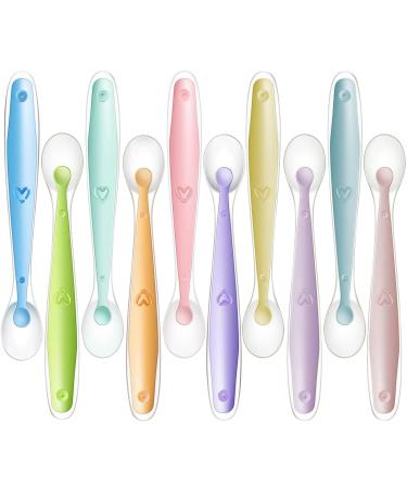 Xopozon 10 pieces baby spoon set multi-colored baby open silicone soft baby feeder spoon children spoon bpa free baby cutlery set infant complementary tablespoon for baby toddler infant - Buy Online on GoSupps.com