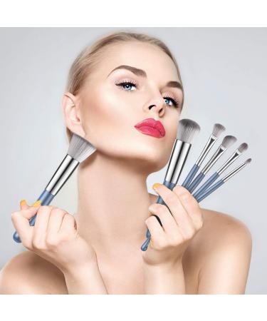 Premium Synthetic Makeup Brush Kit | Blending Face Powder Blusher Concealer & Eyeshadow Brushes - Blue - Buy Online on GoSupps.com