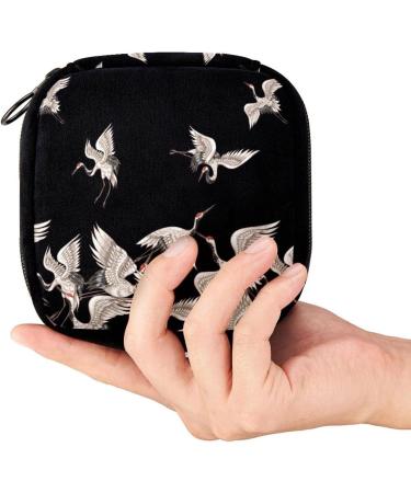 Japanese White Cranes Pattern Women's Bandages Storage Bags & Menstrual Cup Pouches - Portable & Stylish Solutions - Buy Online on GoSupps.com