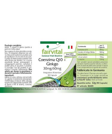 Fairvital | Co-enzyme Q10 plus Ginkgo VEGAN - Highly dosed - 90 Capsules - Buy Online on GoSupps.com
