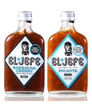 The Chief Cousin Salsa El Jefe Primo Sauce Hot sauce 2Pack BBQ Cherry & Spicy 2x 200ml