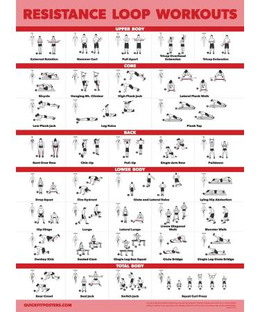 Resistance Bands & Loops Workout Posters 2 Pack - Laminated Exercise Charts - Light 18x24 - Buy Online on GoSupps.com