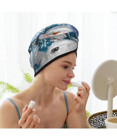 Christmas Snowman Microfiber Hair Towel - Soft Super Absorbent Coral Velvet Drying Wrap for Long Curly & Thick Hair - Buy Online on GoSupps.com
