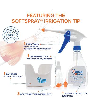 WaxBgone Ear Wax Removal Kit with SoftSpray Tips - Safe & Effective Earwax Removal for Adults & Kids - Includes Wax Softening Drops - 3 Count - Buy Online on GoSupps.com