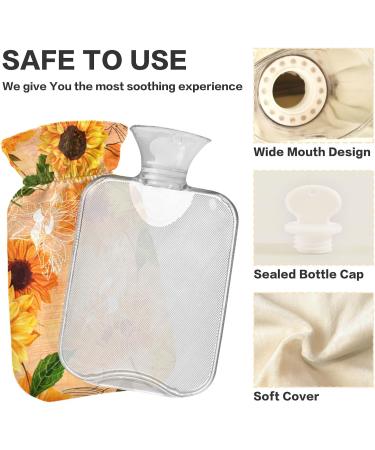 Watercolor Sunflower Hot Water Bottle - 1L BPA Free Heat Bag for Pain Relief | Small & Portable - Buy Online on GoSupps.com