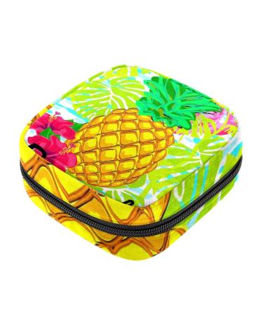 Period pocket women's binding bag with zipper tampon bag for women girls feminine menstruation zip pocket mini cosmetics pocket for wallets tropical flowers flamingo pineapple pattern13013