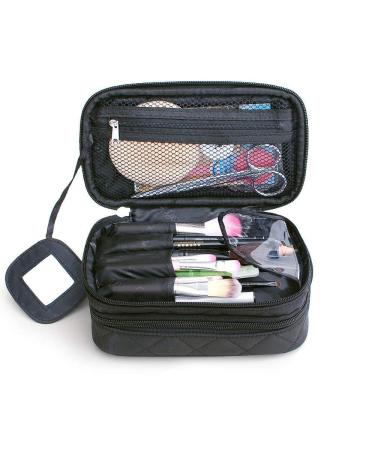 MLMSY Professional Black Make-Up Bag & Brush Organizer | Portable Double Layer Travel Cosmetic Handbag - Buy Online on GoSupps.com