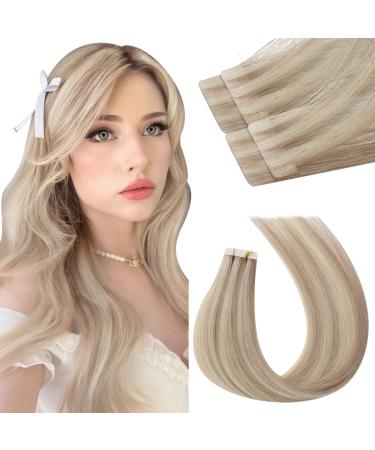 Moresoo virgin tape in extensions real hair hair extension real hair tapes adhesive tape invisible extensions tape in real hair remy #p18/613 5 pieces 10 grams 40 cm 40 cm 2. Virgin #p18/613