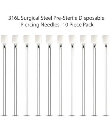 BodyJ4You 10PC Surgical Steel Piercing Needles Set 16G for Ear Nose Belly Tongue Nipple Eyebrow Labret - 16 Gauge - Buy Online on GoSupps.com