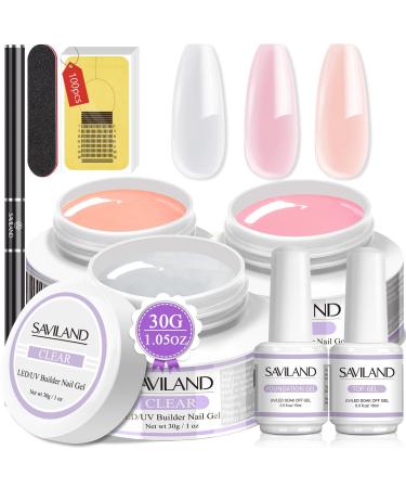 Saviland build -up gel for Geln gel - 3Pcs * 30g Clear nudes pink hard gel for nails extension gel set with 100PCs nail shapes & nail brush nail art manicure set transparent pink nude - Buy Online on GoSupps.com
