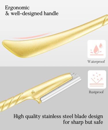 Ennva Eyebrow Razor for Women - 7 Blades Facial Dermaplaning Tool - Gold Eyebrow Trimmer and Shaper for Peach Fuzz - Exfoliating Face Razor for Eyebrows - Buy Online on GoSupps.com