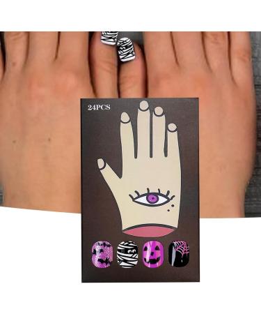 Halloween Nails Short Nail Stickers Press on Nails Short | Bat Spider Ghost False Nails Halloween Nail Design Nail Art Stickers Nail Halloween Decorations - Buy Online on GoSupps.com