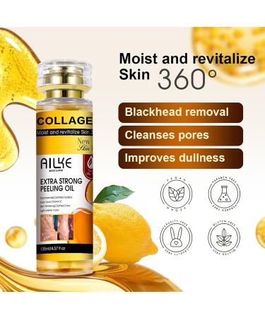 AILKE BOOST LUSTER AILKE Collagen Yellow Strong Peeling Oil For All Skin Types Brightening Improve Rough Skin Gentle Exfoliation with Kojic Acid Vitamin C 135ml Pack of 1 - Buy Online on GoSupps.com