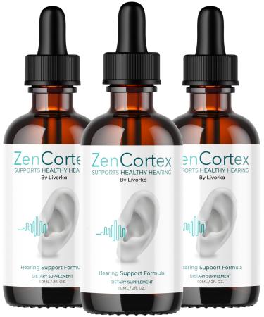 LIVORKA ZenCortex Drops Liquid Supplement for Ear Health Supports Healthy Hearing - 3 Bottles (90 Day Supply) - Pack of 3