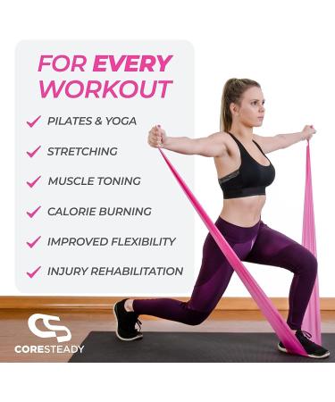Coresteady Resistance Band - 2 Metre Exercise Band for Men & Women - Build Strength, Flexibility & Muscle - Fitness, Stretching, Pilates, Yoga - With Exercise Guide - MAGENTA - Buy Online on GoSupps.com