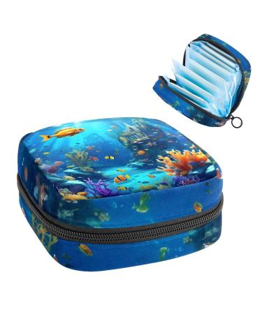 MUOOUM menstrual pad bag zipper ladies' brick bag tampons collecting bags for women and girls (tropical leaves flowers and butterfly) color 5 4.7x6.6x6.6 in/12x17x17 cm