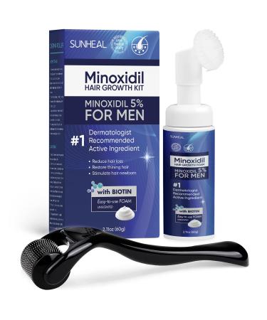 5% Minoxidil for Men and Women 60ml Minoxidil Hair Growth for Women Minoxidil Hair Regrowth Treatment for Men Roller & Foam with Biotin Hair Loss Treatments for Men 1-Month supply