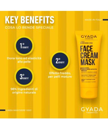  GYADA COSMETICS GYADA COSMETICS Cooling and toning face mask energizing and refreshing leaves skin firm and elastic suitable for all skin types ginger and lemon based formula 75 ml - Buy Online on GoSupps.com