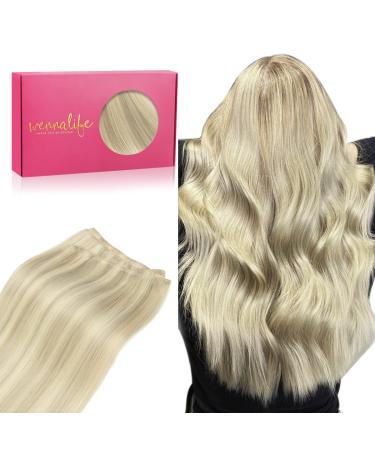 When saltif puts extensions real hair 35cm 80g ashblond highlights platinum blond real hair for sewing real hair extensions breathe weft hair extension real hair treats sew in hair extensions 35cm-80g-tressen #9-17a/60a ashblond highlights platinum blonde