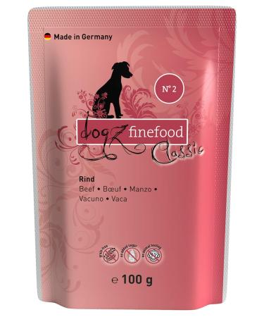 Dogz Finefood Dog food wet - N 2 beef - Fine food wet food for dogs & puppies - grain -free & sugar -free - high meat content 12 x 100 g bags