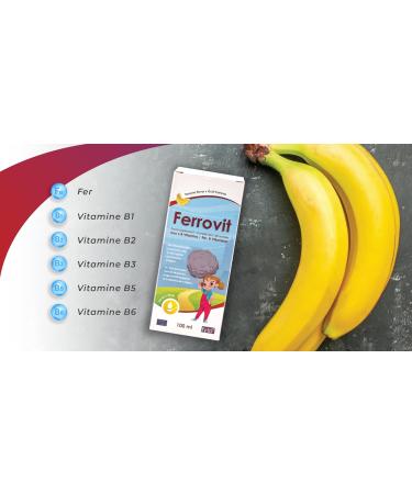 Ferrovit Awakening & Growth FYTO - Iron and B Vitamins for Children and Adults - Fights Fatigue - Brain Development - Natural Banana Flavor - 100 ml - Buy Online on GoSupps.com