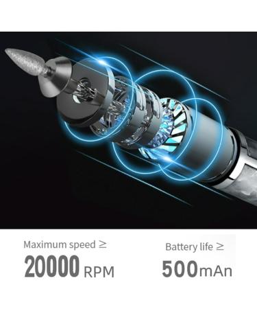 Electric Nail File with 5 Replaceable Head 20000rpm 4 Speeds 500mAh Micro USB Portable Low Noise Manicure Pedicure Polishing Grinding Electric Nail Files - Buy Online on GoSupps.com