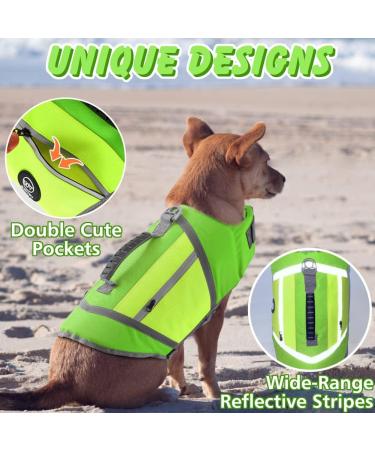 Emust Dog Vest - Lightweight Life Jacket for Small Dogs | Stylish XS Green with Rescue Handle & Reflective Stripes for Swimming Boating & Kayaking - Buy Online on GoSupps.com