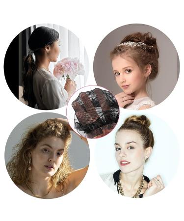 WSERE Women Hair Snood Net Bun Cover Set - 12 Pcs | Non-slip Black Mesh Hairnets for Girls | Formal Classy Crochet Knit Bun Covers - Buy Online on GoSupps.com
